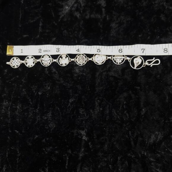 925 Sterling silver Symbols of Good Fortune Bracelet 7.5" - Picture 6 of 7